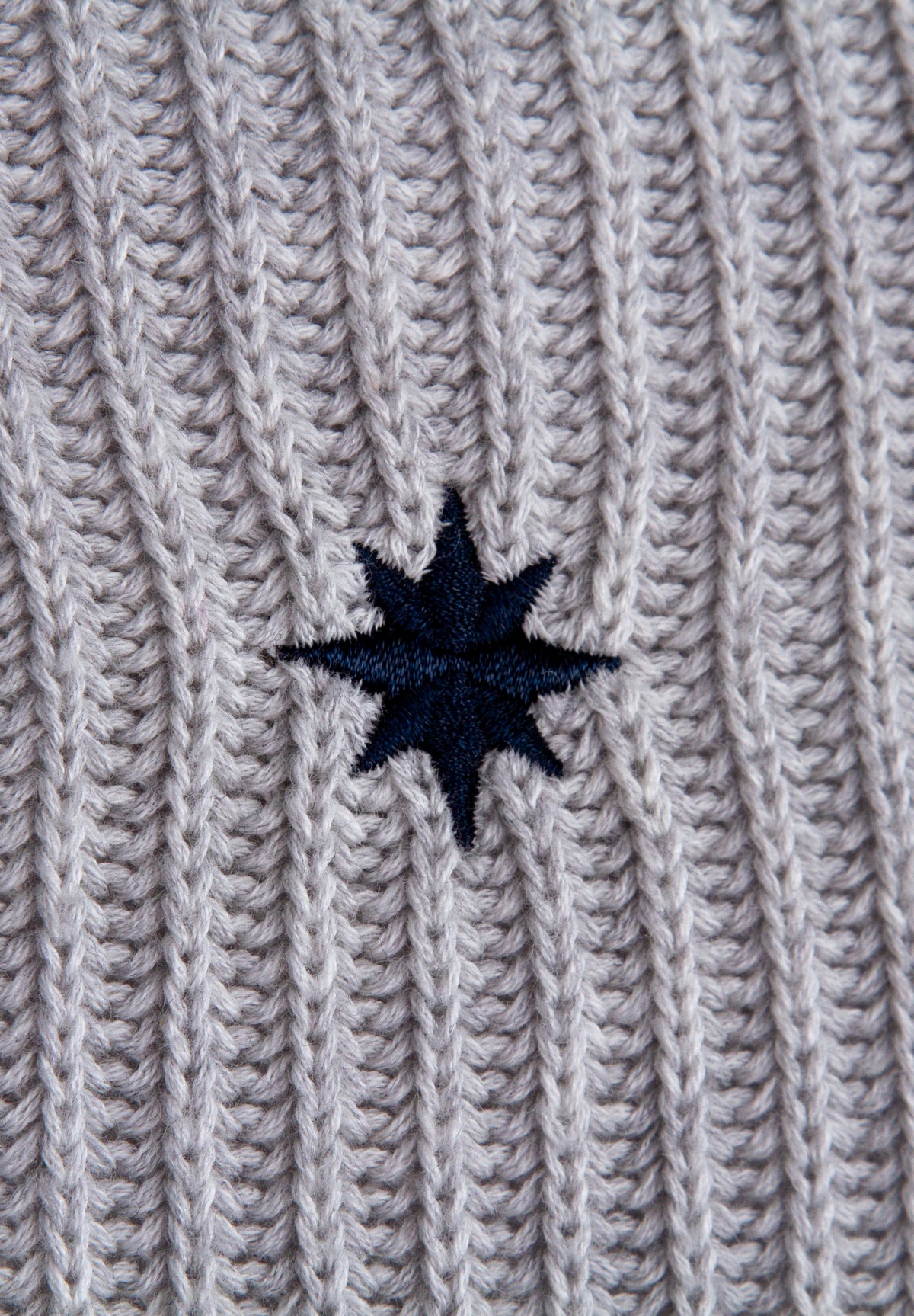 Njord compass embroidery back detail gray half-zip sweater