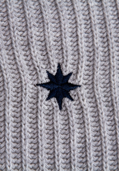 Njord compass embroidery back detail gray half-zip sweater